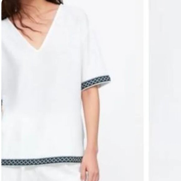 Zara Embroidery Top White Shirt - Picture 1 of 4